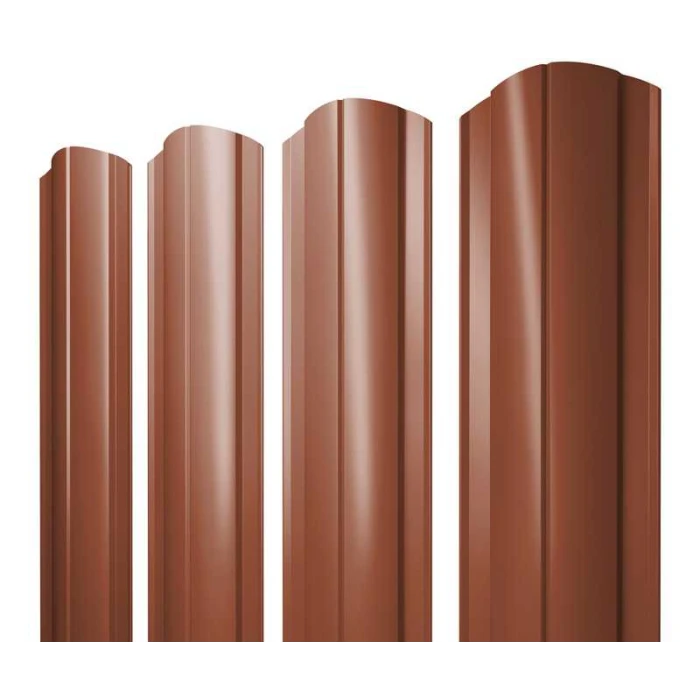 Штакетник Круглый фигурный Grand Line 0,45 Полиэстер RAL8004 Терракота