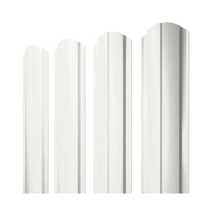 Штакетник Полукруглый Slim фигурный Grand Line 0,45 Полиэстер RAL9003 Сигнальный Белый