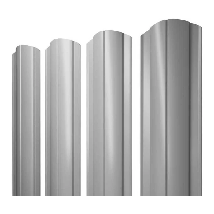 Штакетник Круглый фигурный Grand Line 0,45 Полиэстер RAL9006 Бело-Алюминиевый