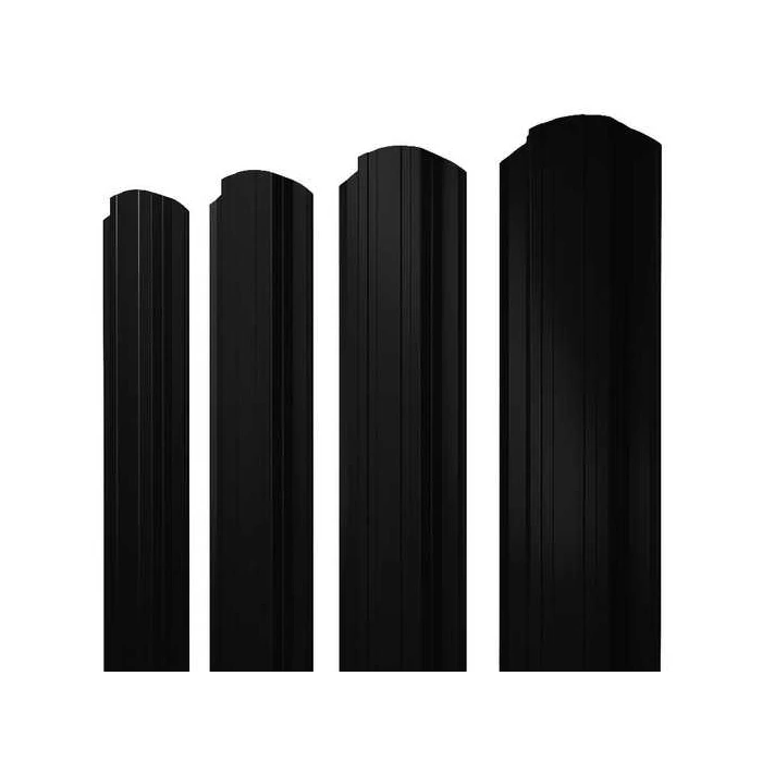 Штакетник Прямоугольный фигурный Grand Line 0,4 Полиэстер матовый - double RAL9005 Черный
